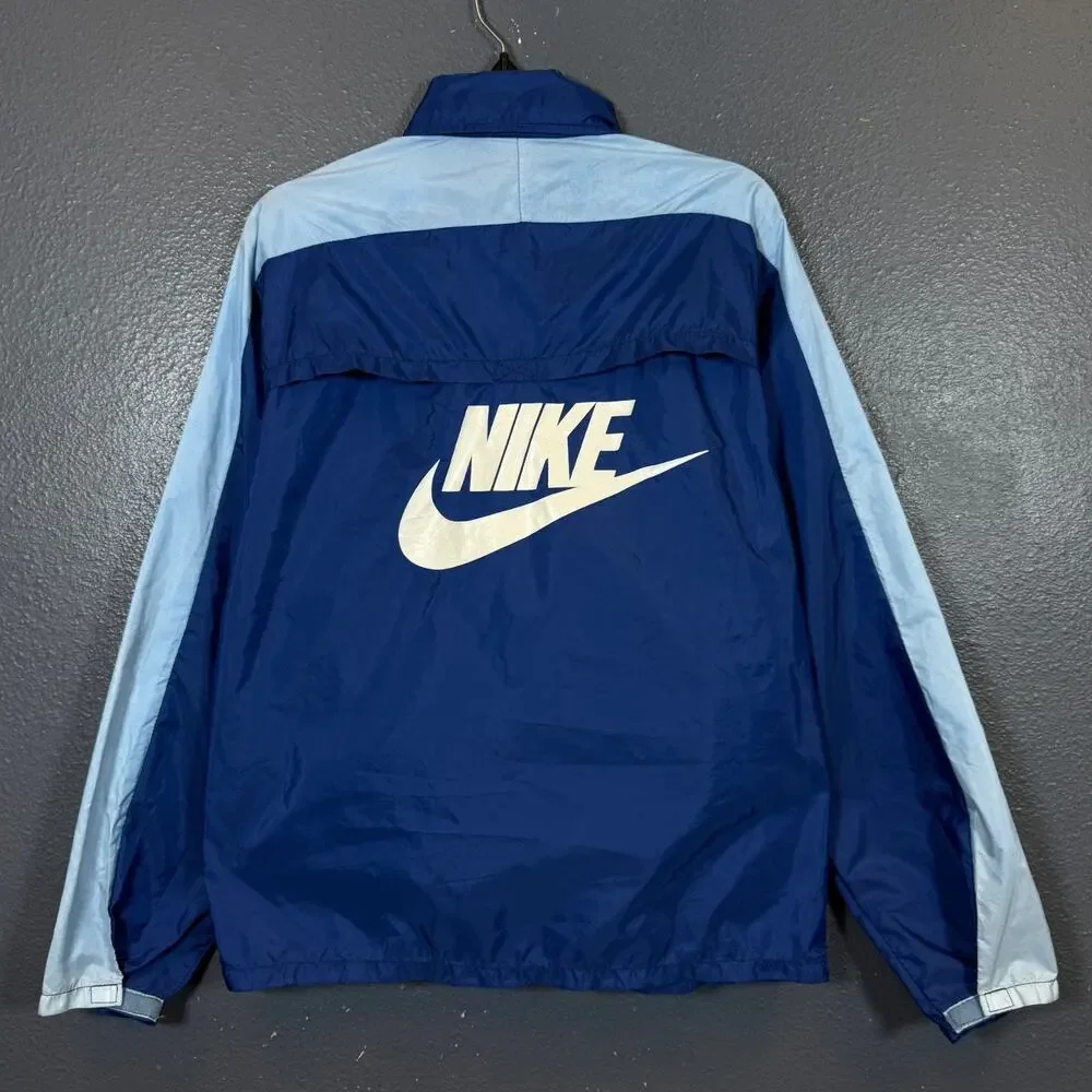 Nike S man blue light olympic jacket full zip sweatshirt big logo nylon vintage